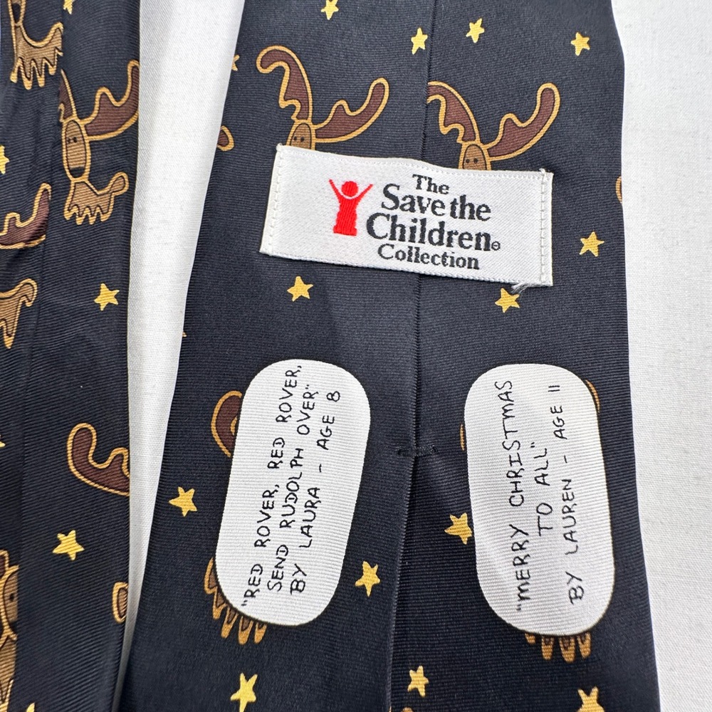 Christmas Tie necktie Holiday Santa Reindeer USA Silk Save the Children - Picture 9 of 11